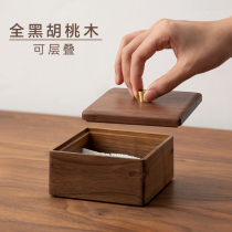 Fanhan solid wood toothpick dental floss storage box household dining table with cover dustproof desktop cotton swab cotton storage box