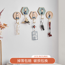 Creative hook door entrance porch non-perforated clothes hook wall key storage shelf light luxury decorative coat hook