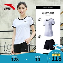 Anta sports short-sleeved suit women 2021 new summer short-sleeved T-shirt shorts two-piece set fitness sportswear women