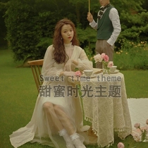 Photo studio 21 new theme wedding dress forest long-sleeved gauze French simple Korean sweet photography dress
