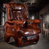 Boss chair Leather computer chair Household big chair can lie down and lift the head layer cowhide with massage office president chair