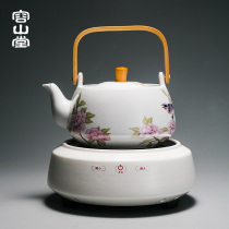 Rongshantang electric ceramic kettle tea cooker painted large lifting beam pot anti-scalding electric pottery stove tea stove kung fu tea set