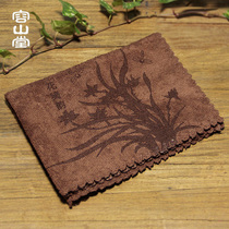 (Live broadcast)Rongshantang tea towel absorbent large thickened tea ceremony zero with tea mat rectangular printed tea cloth