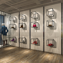Wrought iron creative clothing store hanging bag display rack window boutique display rack personality Wall shoe shelf display cabinet