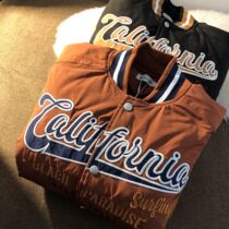 American retro baseball clothing Mens winter thick warm Japanese embroidered cotton clothes loose casual coat womens ins tide