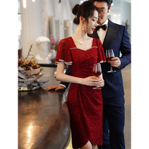 Bridal toast dress Cheongsam summer thin style small man can usually wear wedding back door engagement red dress skirt woman