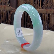 With the beauty of Jade jade bracelet ice glutinous seed Green glutinous seed light green circle jade bracelet original stone round bracelet Jade Girl