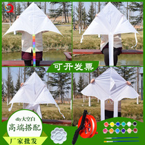 Blank kite material Children DIY hand painting color graffiti parent-child teaching large-scale coloring new easy-to-fly