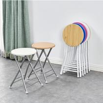 Folding stool portable round stool simple household dining table and chair bar stool raised black sitting height 60cm
