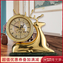 New Chinese living room desk clock simple home clock Chinese style copper creative study decoration perspective perspective movement clock