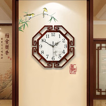 Kou Anna new Chinese wall clock creative octagonal atmosphere household living room wall hanging Chinese style silent hanging watch Quartz clock