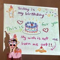 Net red ins one year old birthday decoration atmosphere lamp happy projector projection lamp props background scene layout