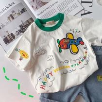 23 New summer boy t shirt children cartoon jet embroidered baby half sleeves Wang Wang team clothes short sleeve thin