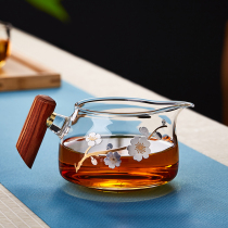 Green Changming Daily style solid wood side to make fair cup heat-resistant glass sub-tea implements cogfu tea accessories tea sea single