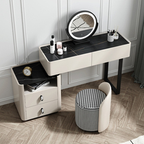 Light luxury dressing table Small apartment bedroom simple dressing table Italian minimalist storage integrated rock board senior makeup table