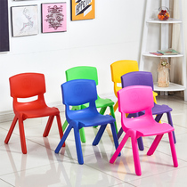 Thickened childrens table and chair plastic stool Baby learning stool Kindergarten table and chair Childrens plastic chair backrest