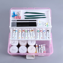 Plastic transparent three-layer painting art toolbox medical storage box stationery art box nail tool box