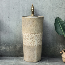 Ceramic integrated column basin retro style courtyard art wash basin outdoor garden floor-standing washbasin Outdoor