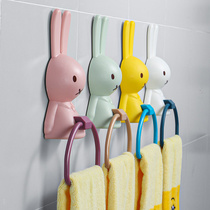 Childrens towel rack non-perforated toilet bathroom hanging cartoon shelf small artifact storage cute adhesive hook rack Rod