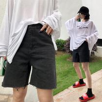 Pregnant women short pants summer wear thin wool edge jeans wide leg pants casual middle pants wear pregnant women five-point pants tide mother