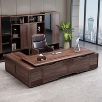 New Chinese Boss Big Bandae Chairman Manager Room Atmosphere Solid Wood Desk Cabinet Ujin Wood Large Class Table Furniture