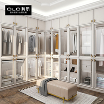 I Le glass cloakroom cabinet combination Walk-in push-pull sliding door glass wardrobe whole house custom prepaid
