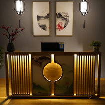 New Chinese cash register retro custom bar modern front desk hotel beauty and wellness hall solid wood reception counter table