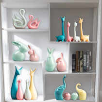 Home Decoration Pint Small Swing Piece Light Extravagant Living Room Genguan TV Wine Cabinet Bookcase Upscale Creative Ceramic Deer Handiwork