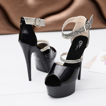 Leecabe 21-year new Korean version of thick-heeled sandals fashion high-heeled ring with shallow single shoes high-heeled womens shoes 1KZ