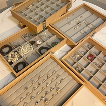 Rosewood with cover 30 grid jewelry box Amber wenplay display rack earrings earrings bracelet necklace storage box
