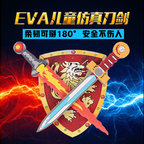 Childrens baby childrens outdoor toy sword set eva foam safety weapon boy warrior contest shield