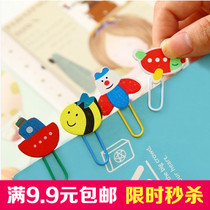 Jane Fei creative stationery cartoon wooden cute animal paper clip bookmarks wooden paper clip 12 sets