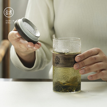 Cloud hammer crescent green tea cup Office water cup Glass filter with lid Tea cup Tea water separation personal cup