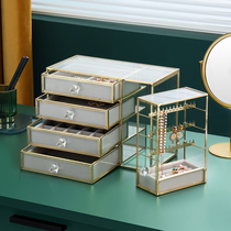 Jewelry storage box earrings display rack home high-grade light luxury anti-oxidation Jewelry necklace earrings Net red Senior