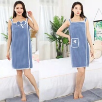  High-end coral velvet bath skirt female ratio pure cotton soft absorbent four seasons bow pocket style family dormitory can be worn