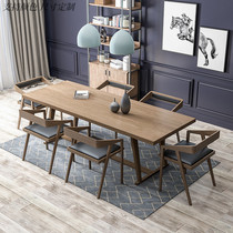 New Chinese solid wood conference table and chair combination Simple modern office desk Long table Reception negotiation table Vintage workbench