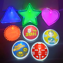 Customized LED luminous badge round smiley face number plate pin type flash badge Childrens brooch badge customization