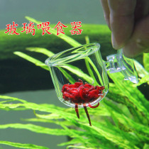 Glass red worm feeder Fish tank feeding circle Frozen harvest shrimp Red worm feeding fish Floating cup Small artifact transparent