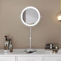 Lift adjustable height double-sided mirror flip high and low telescopic mirror led desktop with light magnifying makeup mirror portable
