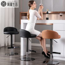 Stainless steel black titanium bar stool Modern simple household bar chair rotating Italian minimalist lifting light luxury high stool