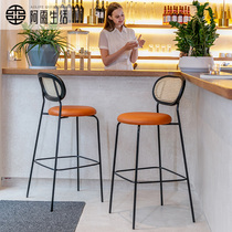 Designer Nordic Wicker Bar chair home rattan minimalist modern minimalist back bar stool