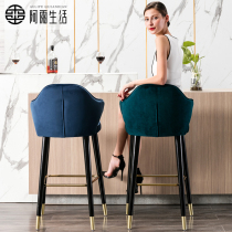 Light luxury solid wood bar chair American country high chair Nordic bar chair fashion modern Italian home bench