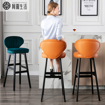 Solid wood luxury bar chair home modern simple backrest high foot stool bar stool front desk net red bar chair
