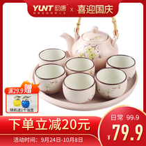 Yun Tang Chunhui Earth ceramic tea set box glaze color hand-painted Japanese home hipster tea pot cup set