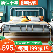 Stainless steel bed 1 5 m 1 8 single double bed 1 2 modern simple rental apartment 304 stainless steel bed