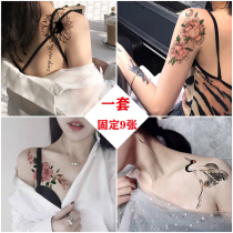 Tattoo stickers dark non-reflective senior collarbone Net red female sexy private parts flower arms chest large picture cover scars