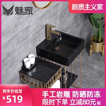 Meijia Stone washbasin Small apartment bathroom Outdoor washbasin Balcony column washbasin Floor-to-ceiling