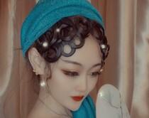  Retro cheongsam styling hair piece Hand-pushed corrugated bangs wig Green snake head ornaments Sexy dancer opera performance hair accessories