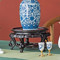 Cushion decoration base Solid wood round vase Fish tank flower pot Jingqi Stone Buddha statue Resin wood tray flower rack