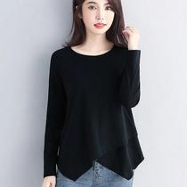 Pregnant woman hit undershirt autumn winter with big code design sense T-shirt long sleeve small crowdblouse Irregular Easing Tide